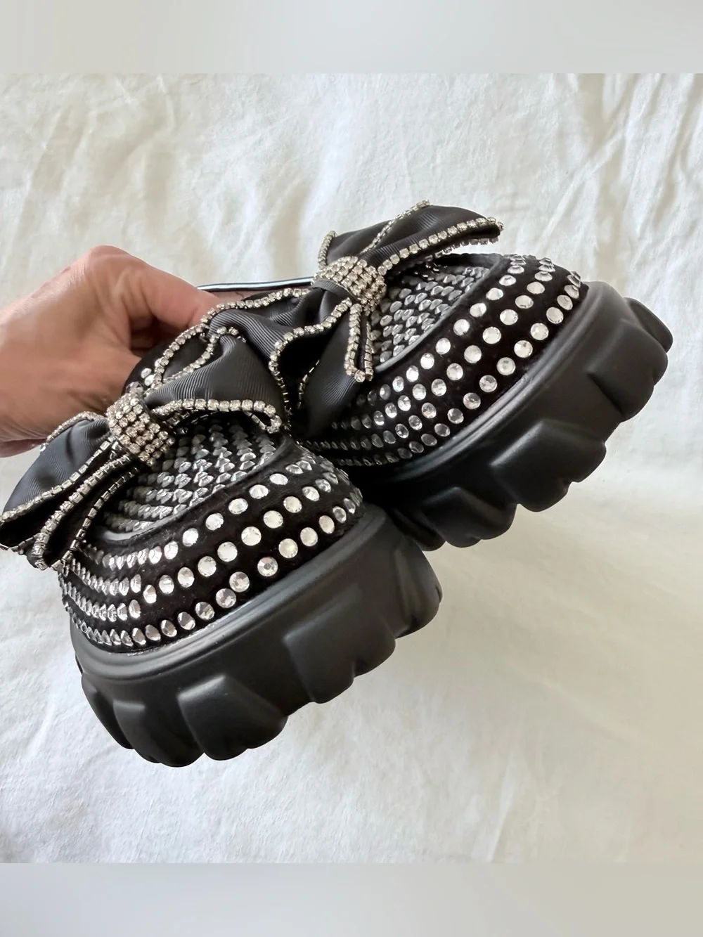 Betsey Johnson | Women’s 10 | Black Vincent Chunky Platform Loafers Rhinestone
